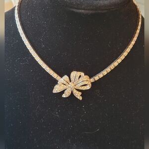 Vintage Art Deco OTIS Sterling Bow Pendant Necklace